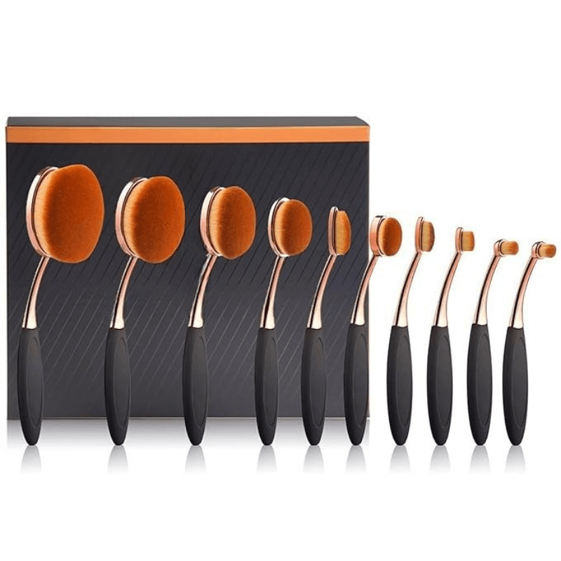 10 Piece Oval Makeup Brush Set for Foundation Contour and Blending-My Makeup Brushset