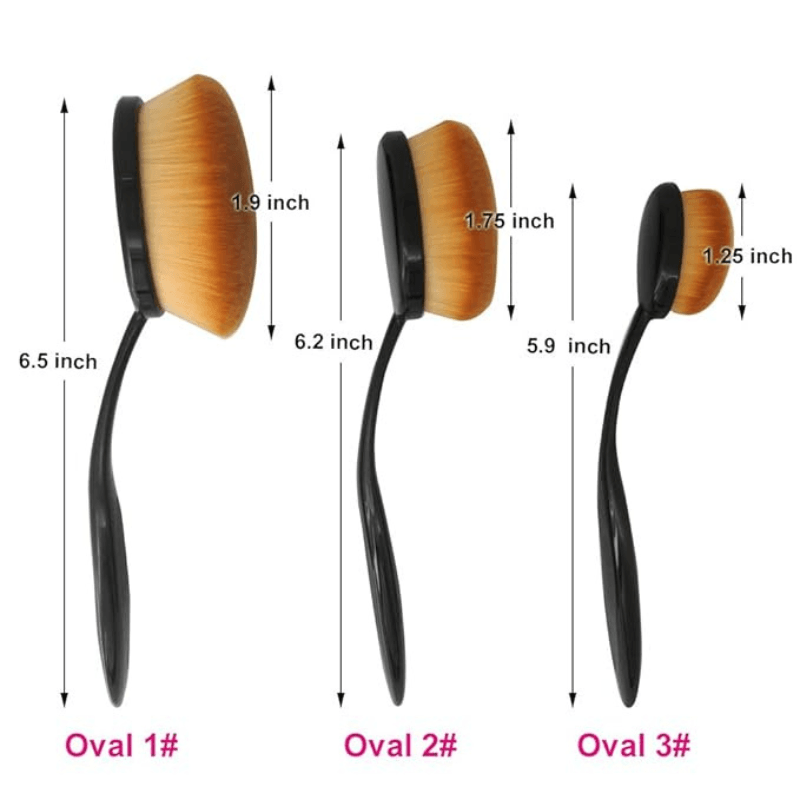 3 Piece Oval Makeup Brush Set for Foundation Blush and Concealer-My Makeup Brushset