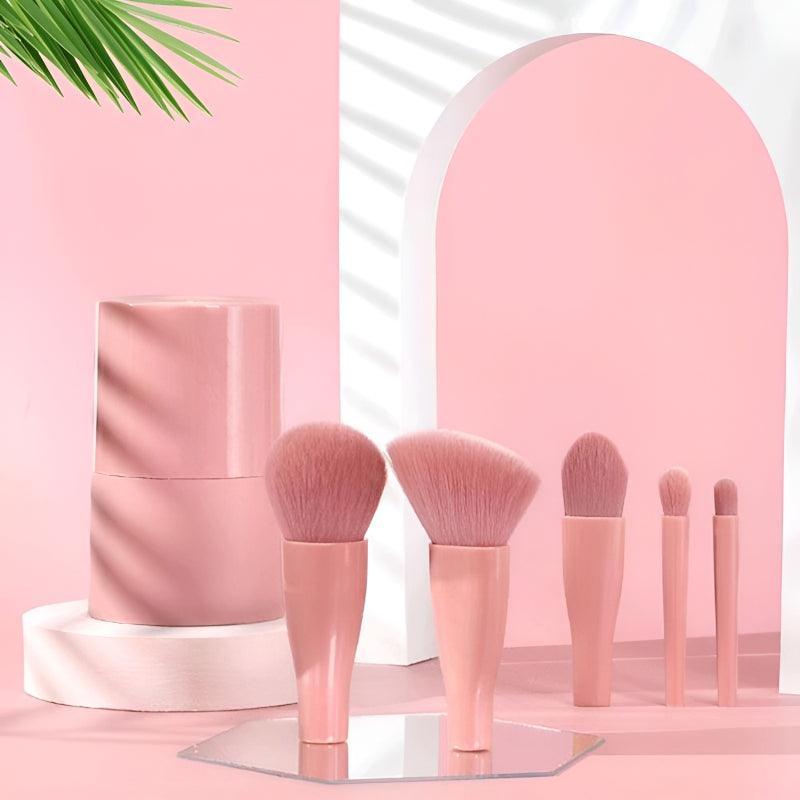 Mini Cosmetic 5 Piece Brushes Kit With Mirror For Travel-My Makeup Brushset