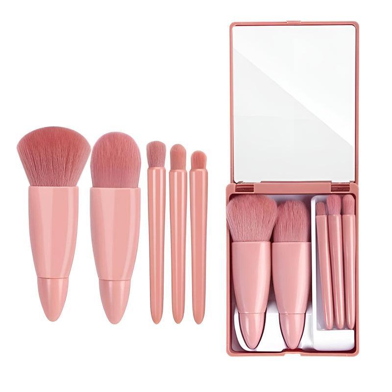 Mini Cosmetic 5 Piece Brushes Kit With Mirror For Travel-My Makeup Brushset