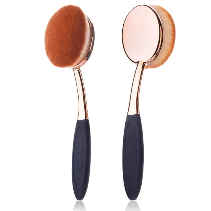 Large Rose Gold Oval Makeup Brush with Dustproof Cover Cleaner-My Makeup Brushset