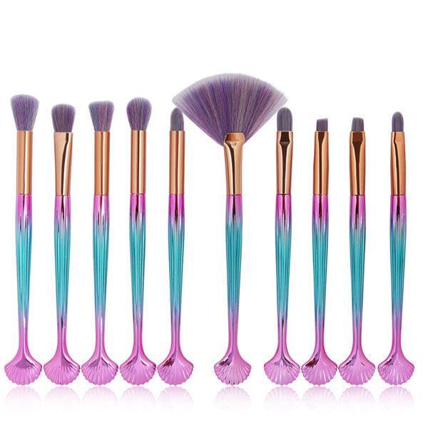 10 Piece Fins Of Mermaid Brush Set - Functional Makeup Brush-My Makeup Brushset