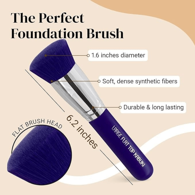 Flat Top Kabuki Brush - Perfect For Liquid Cream And Powder-My Makeup Brushset