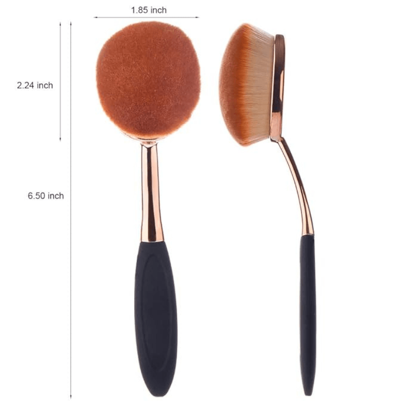 Large Rose Gold Oval Makeup Brush with Dustproof Cover Cleaner-My Makeup Brushset