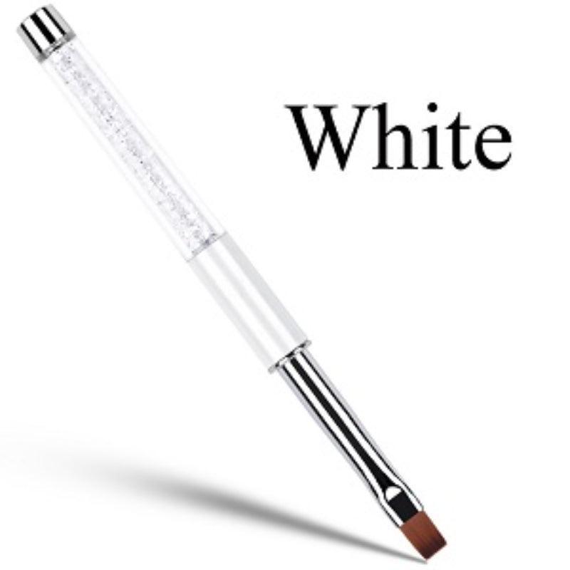 2 Piece UV Gel Nail Brush Set Oval and Flat with Rhinestone Handle-My Makeup Brushset