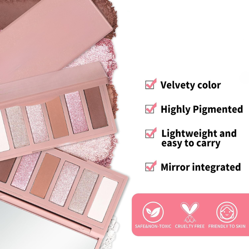 6 Color Eyeshadow Palette Mini Makeup Kit For Eye Looks-My Makeup Brushset