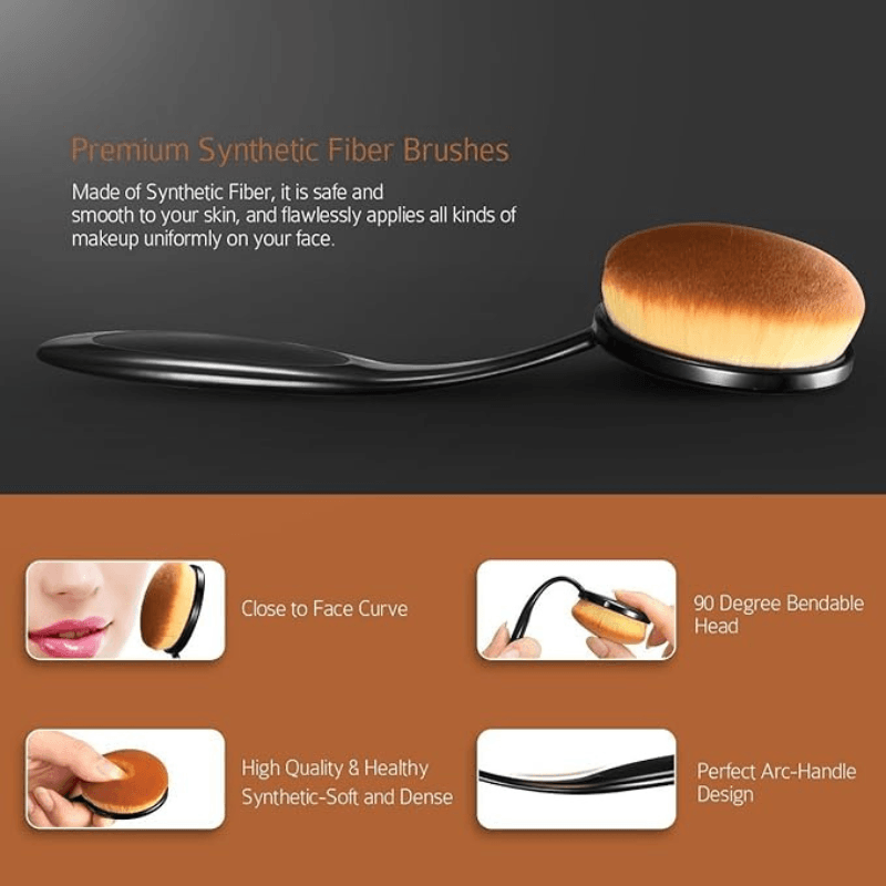 10 Piece Oval Makeup Brush Set for Foundation Contour and Blending-My Makeup Brushset