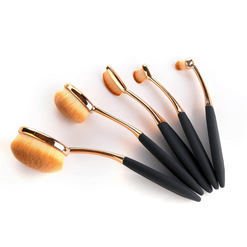 5 Piece Oval Foundation Brush Set for Liquid and Powder Makeup-My Makeup Brushset