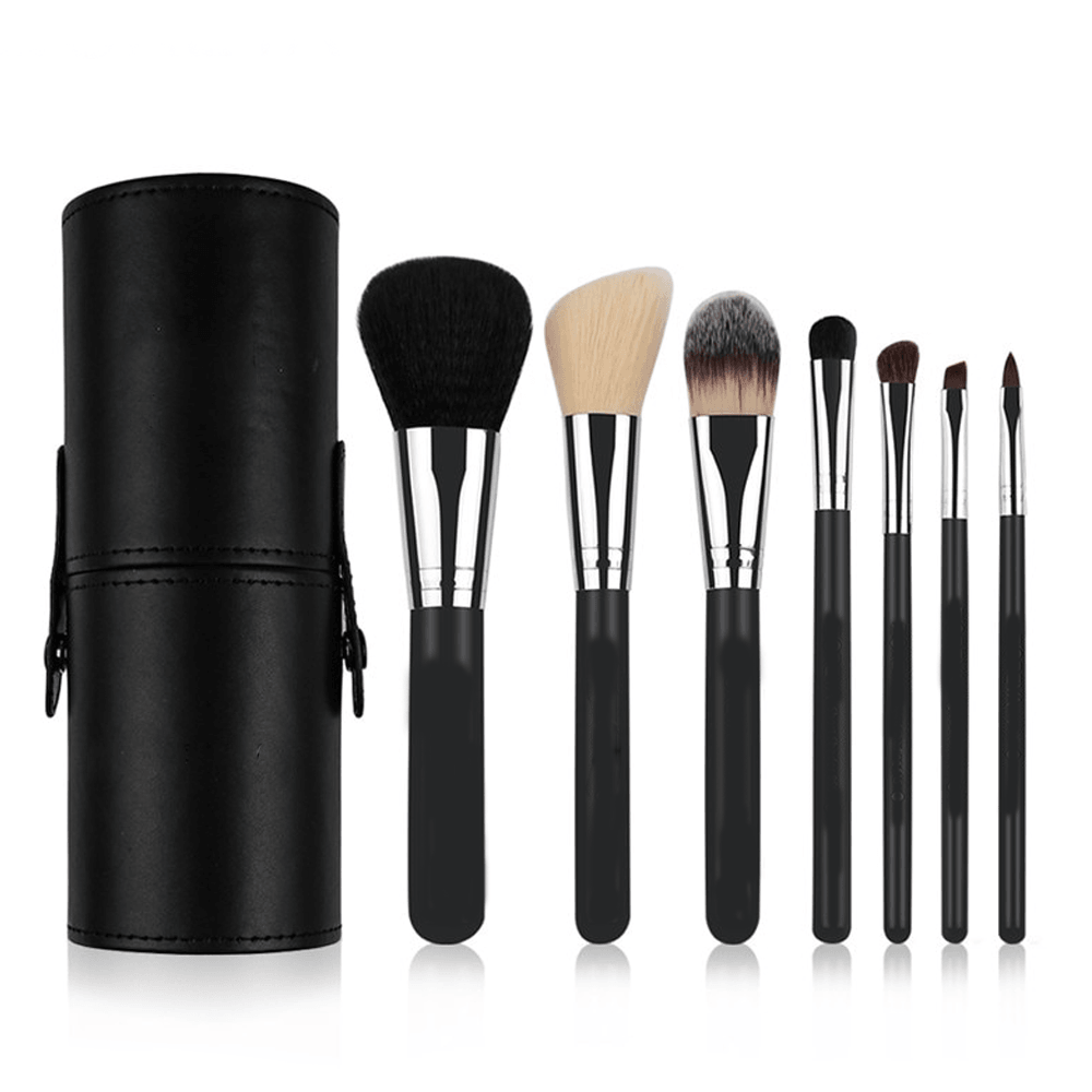 7 Piece Brush Set in Round Case – Makeup Brushes for Face and Eyes-My Makeup Brushset