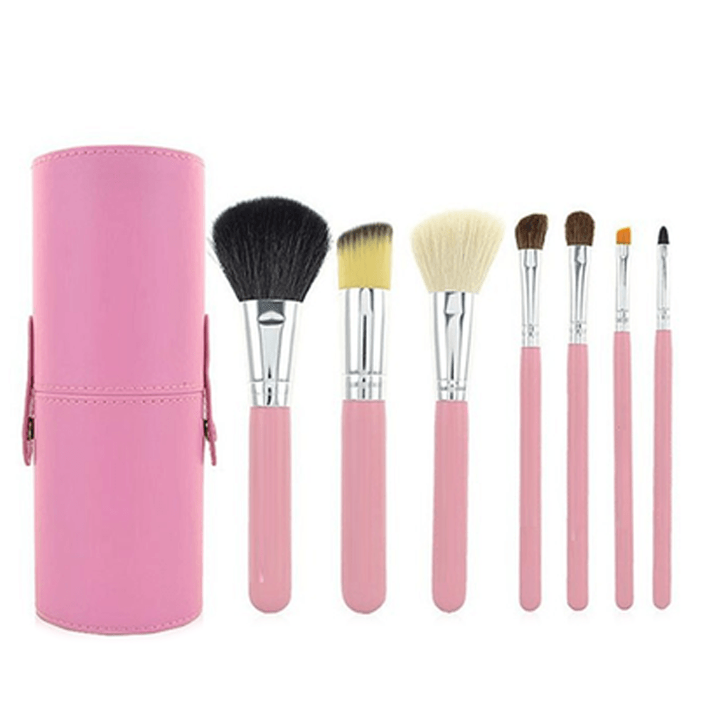 7 Piece Brush Set in Round Case – Makeup Brushes for Face and Eyes-My Makeup Brushset