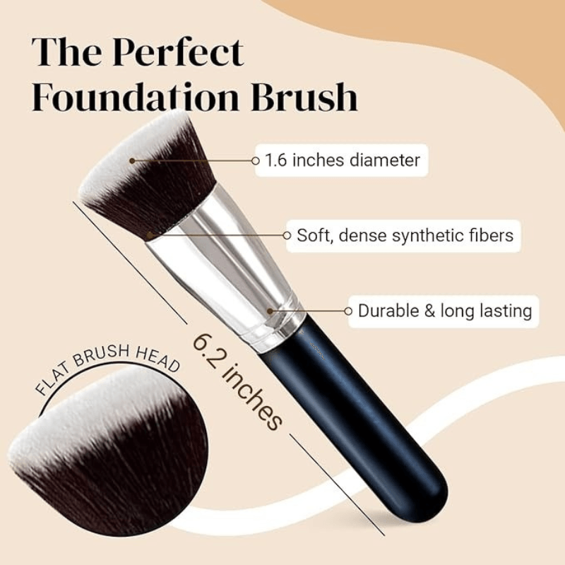 Flat Top Kabuki Brush - Perfect For Liquid Cream And Powder-My Makeup Brushset