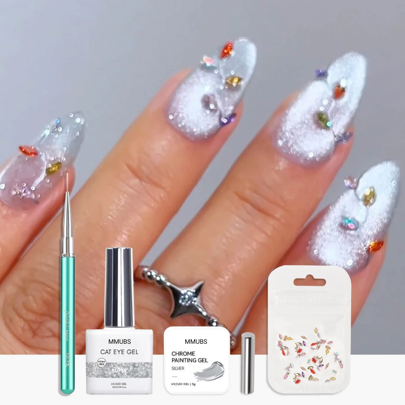 Magnetic Design Nail Set With Crystal Light