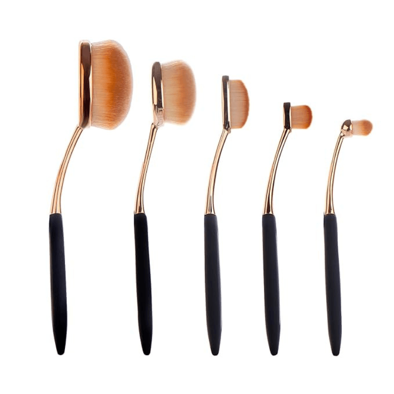 5 Piece Oval Foundation Brush Set for Liquid and Powder Makeup-My Makeup Brushset