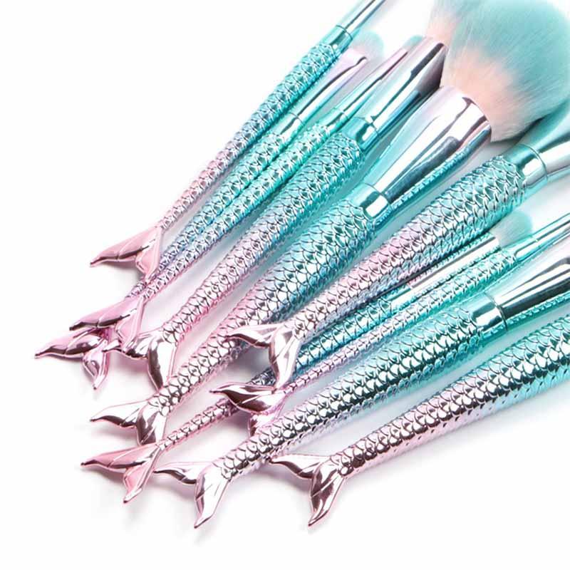 10 Piece Aqua Mermaid Brush Set – Soft And Stylish Makeup Tools-My Makeup Brushset
