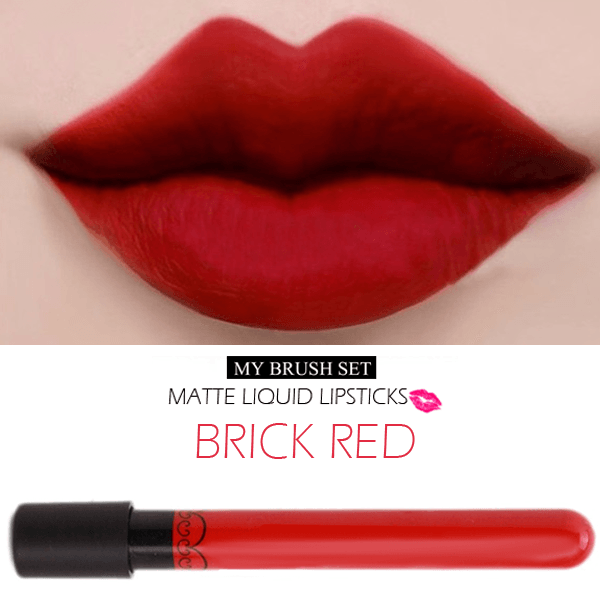 Brick Red Matte Liquid Lipstick – Bold and Long-Lasting Color-My Makeup Brushset