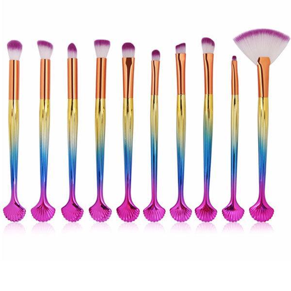 10 Piece Fins Of Mermaid Brush Set - Functional Makeup Brush-My Makeup Brushset