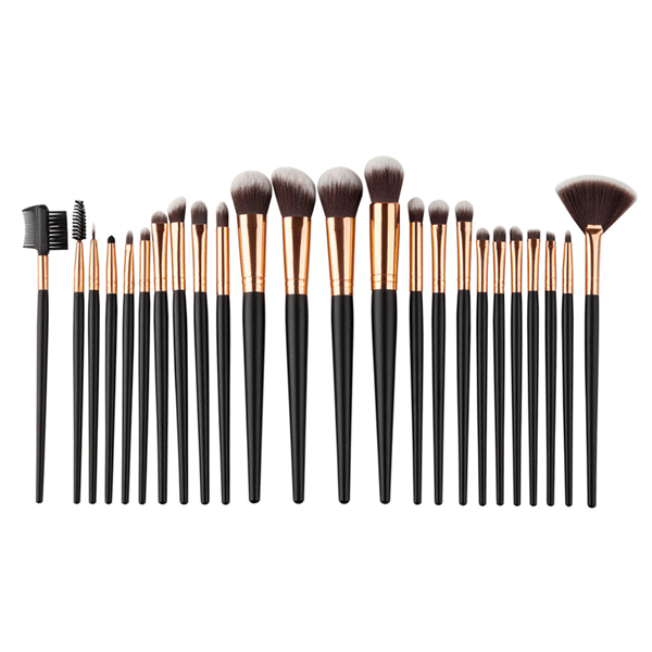 24 Piece Pro Black Brush Set – Complete Precision and Application-My Makeup Brushset