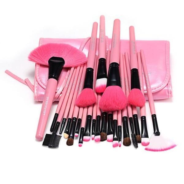 24 Piece Pink Makeup Brush Set – Perfect for Face and Eye Application-My Makeup Brushset