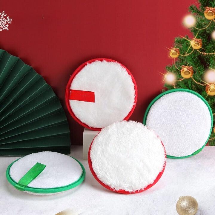 4 Pcs Christmas Makeup Remover Puffs – Soft And Reusable-My Makeup Brushset