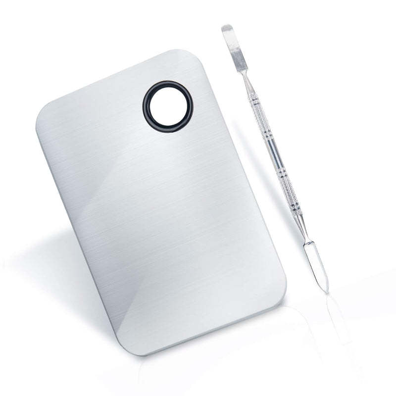 Cosmetic Blending Tray with Dual-Ended Spatula For Makeup Mixing-My Makeup Brushset