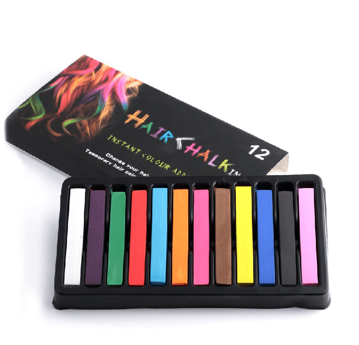12 Color Hair Chalk Pastels – Temporary Hair Dye Set-My Makeup Brushset