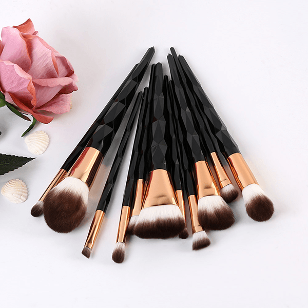10 Piece Pro Black Diamond Brush Set – Every Makeup Enthusiast-My Makeup Brushset