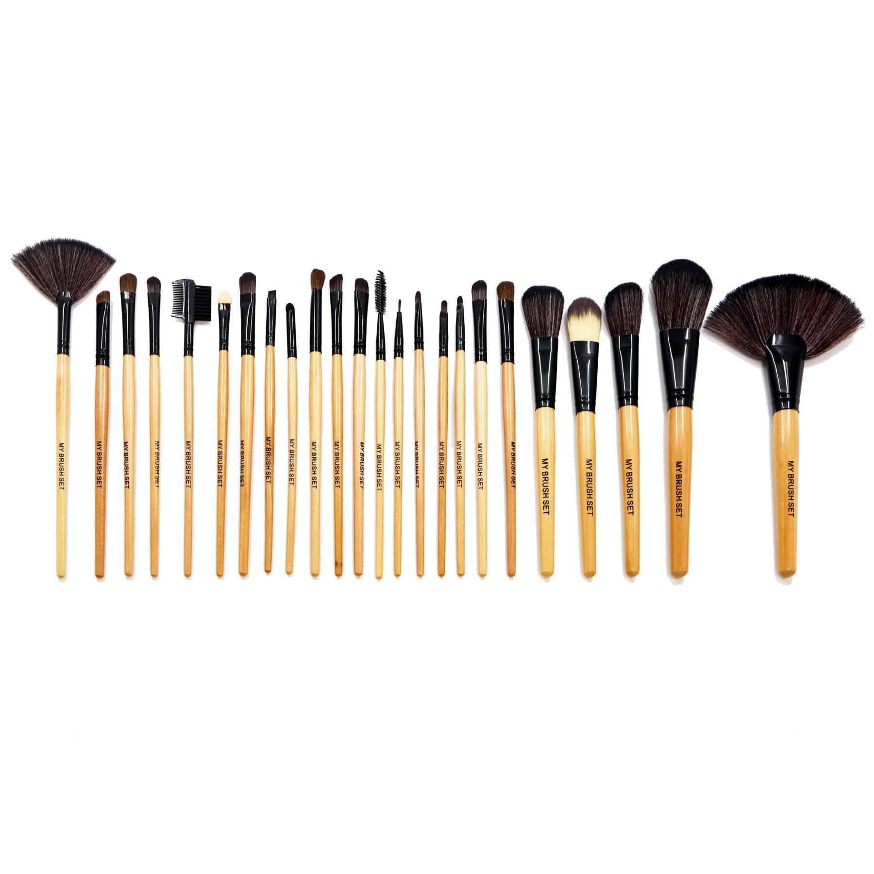 24 Piece Wooden Makeup Brush Set – Complete Face Kit-My Makeup Brushset