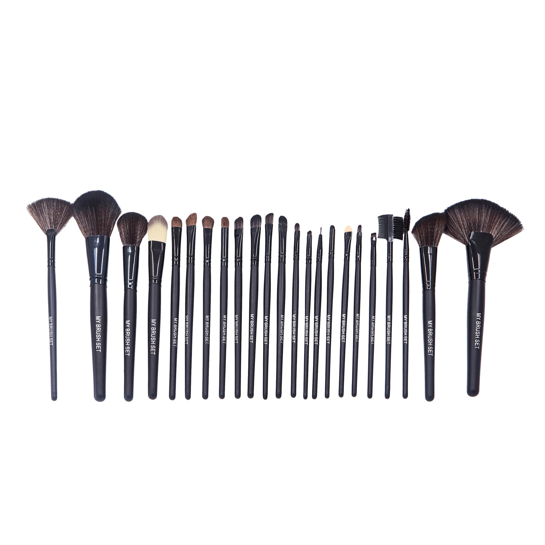 24 Piece Jet Black Brush Set – Complete Makeup Application Kit-My Makeup Brushset