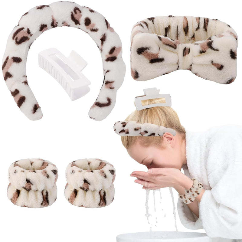 Leopard Spa Accessory Set 4 Pieces For Skincare And Beauty-My Makeup Brushset