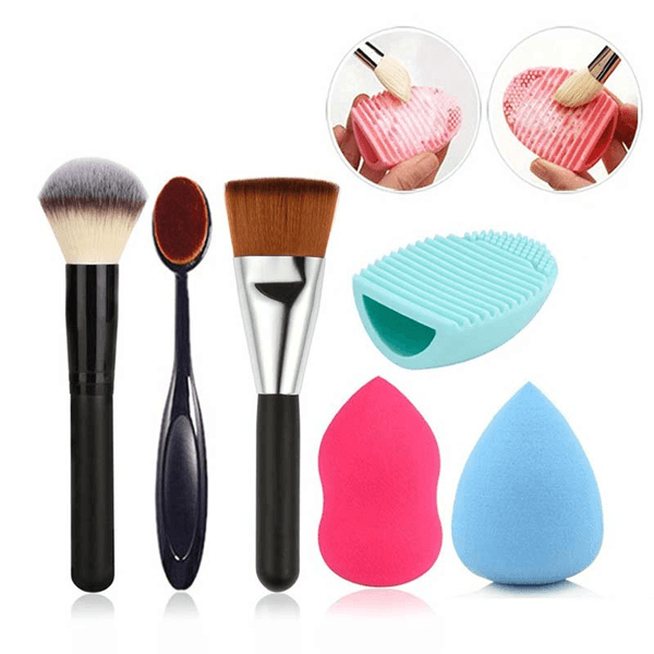 6 Piece Brush Sponge Combo – Perfect for Full Face Application-My Makeup Brushset