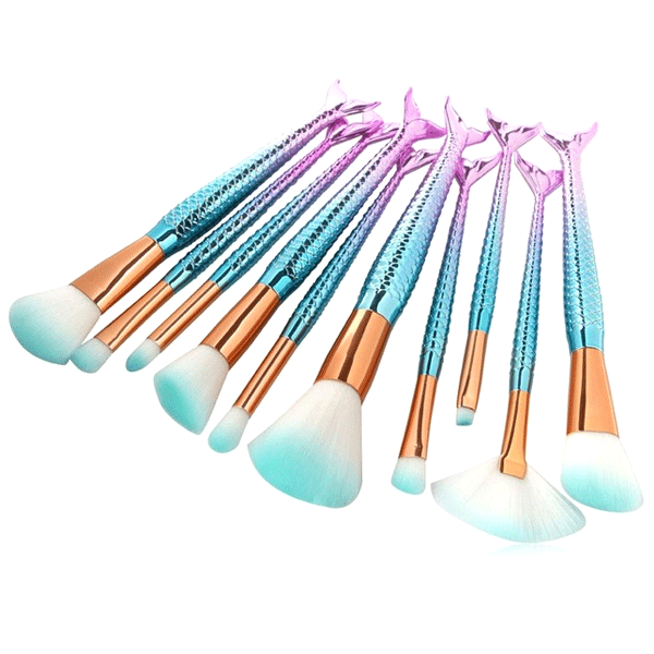 10 Piece Mermaid Tail Brush Set – Soft Synthetic Bristles-My Makeup Brushset