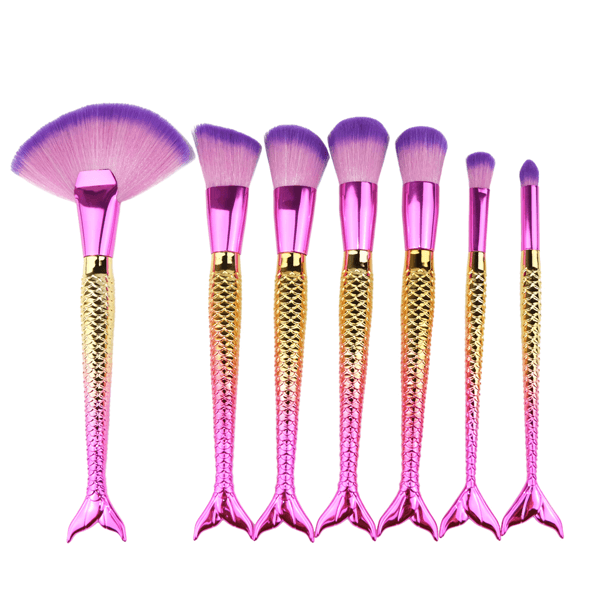 Mermaid Tail Brush Set – 7 Piece Professional Makeup Brushes-My Makeup Brushset