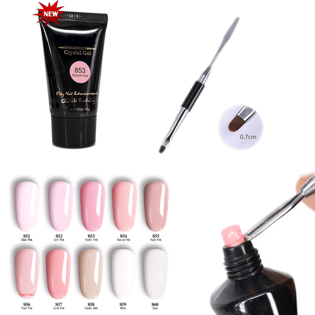 Poly Gel Nail Kit With Tool And Brush - 2-3 Weeks Chip-Free Wear-My Makeup Brushset