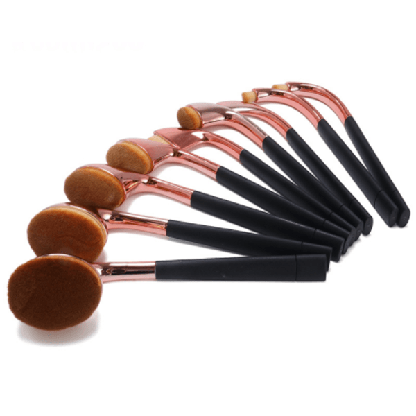 9 Piece High Shine Oval Brush Set - Synthetic Bristles For Makeup-My Makeup Brushset