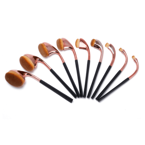 9 Piece High Shine Oval Brush Set - Synthetic Bristles For Makeup-My Makeup Brushset
