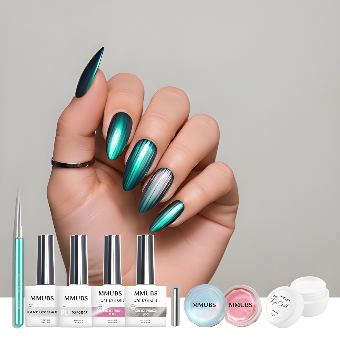 Pack Of 2 Ribbed Glass Style MMUBS IG Nail Kit Set