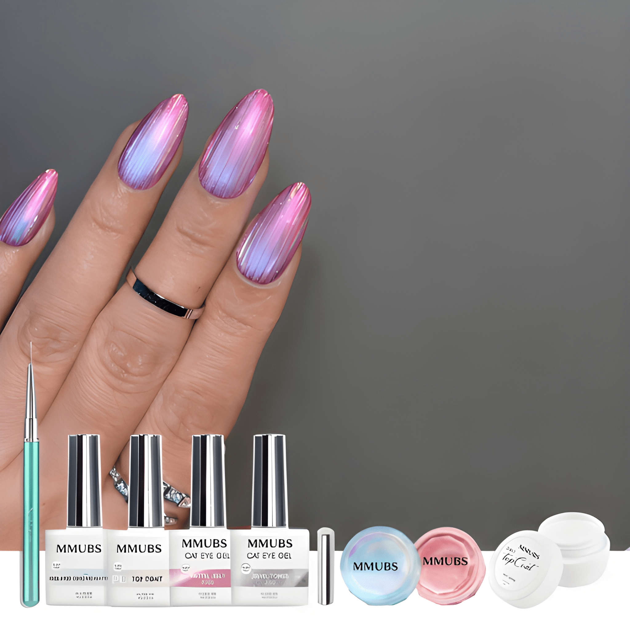 Pack Of 2 Ribbed Glass Style MMUBS IG Nail Kit Set