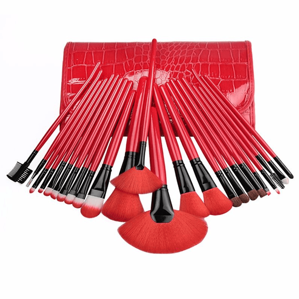24 Piece Red Brush Set – Cruelty Free Multi Purpose Makeup Tools-My Makeup Brushset