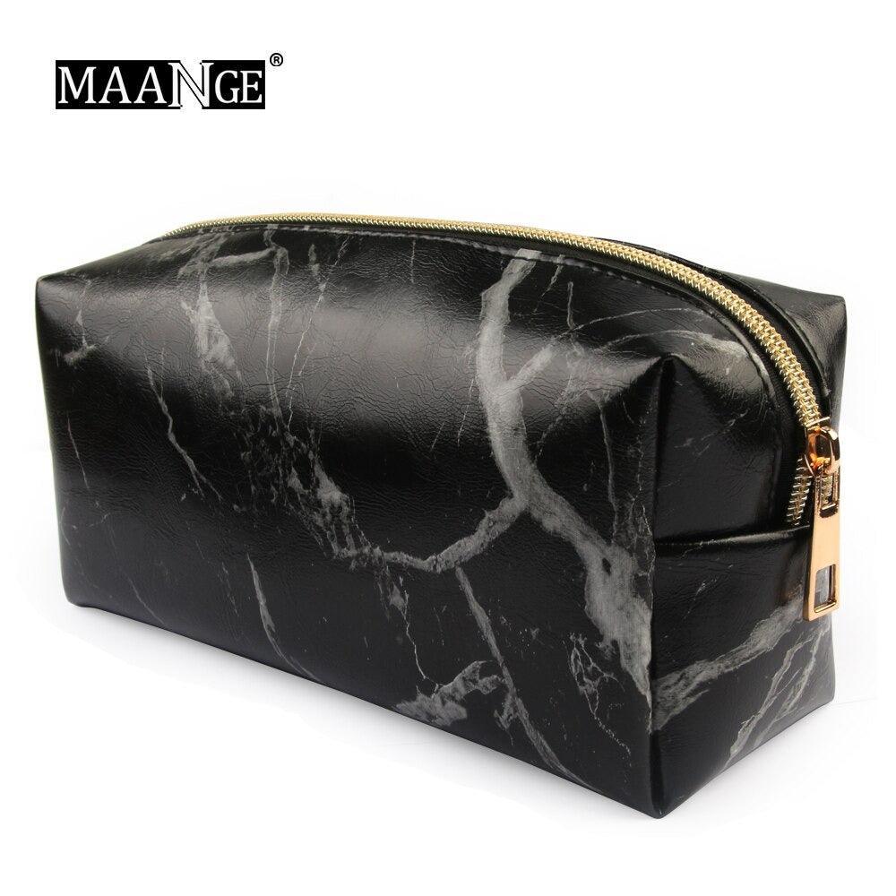 Marbling PU Leather Makeup Bag – Stylish And Functional Organizer-My Makeup Brushset