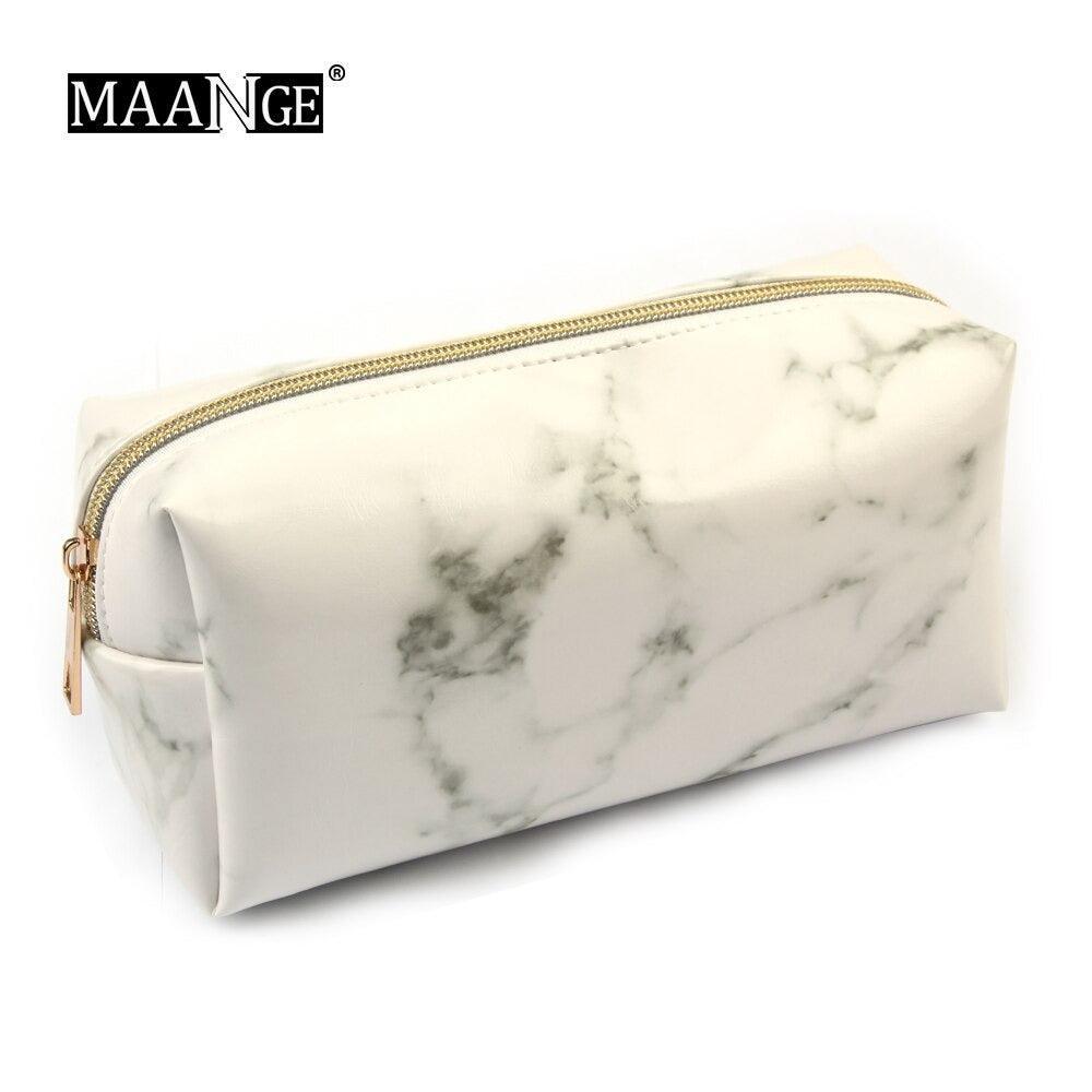 Marbling PU Leather Makeup Bag – Stylish And Functional Organizer-My Makeup Brushset