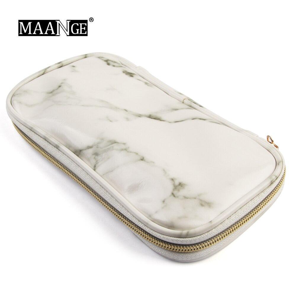 Marbling PU Leather Makeup Bag – Stylish And Functional Organizer-My Makeup Brushset