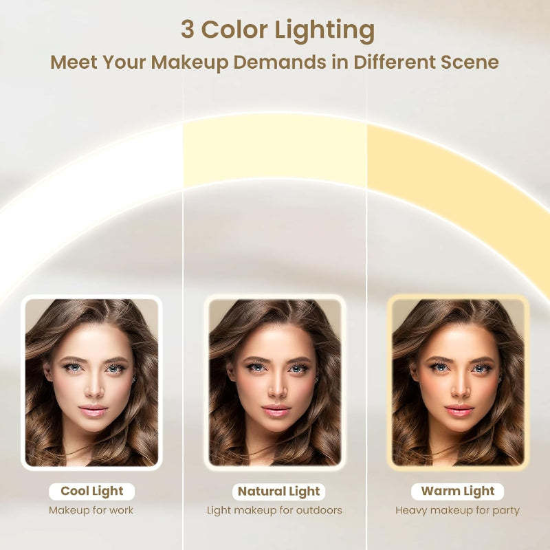 Travel Makeup Mirror with Adjustable LED Lights And Touch Control-My Makeup Brushset