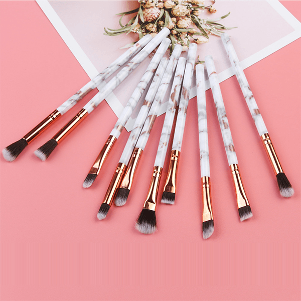 10 Piece Marble Makeup Brush Set - Versatile Brushes-My Makeup Brushset