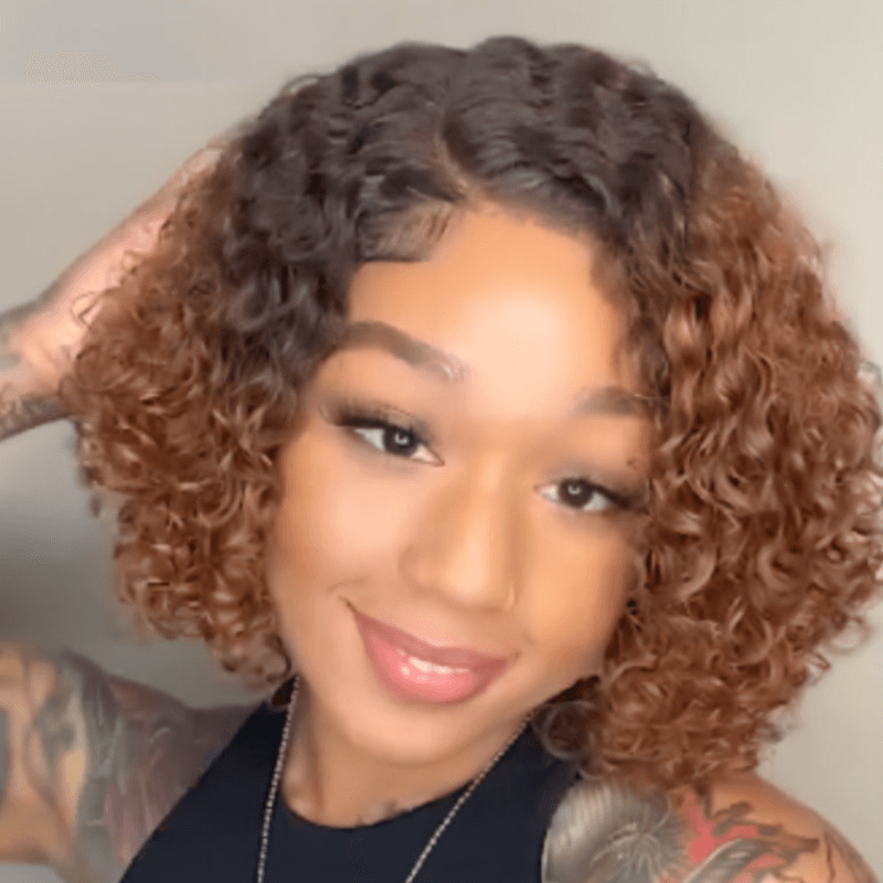 Human Hair Curly Wig - Water Wave Brazilian Bob Frontal-My Makeup Brushset