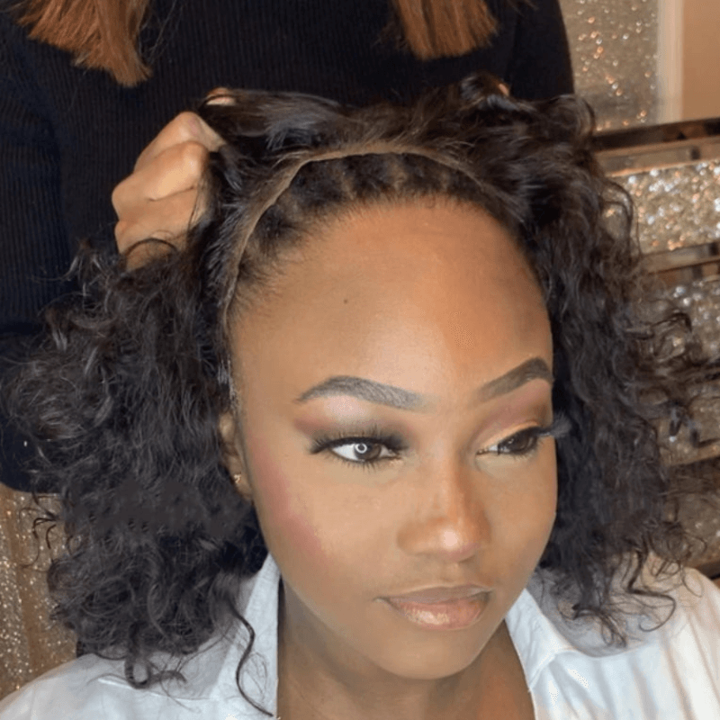 Human Hair Curly Wig - Water Wave Brazilian Bob Frontal-My Makeup Brushset