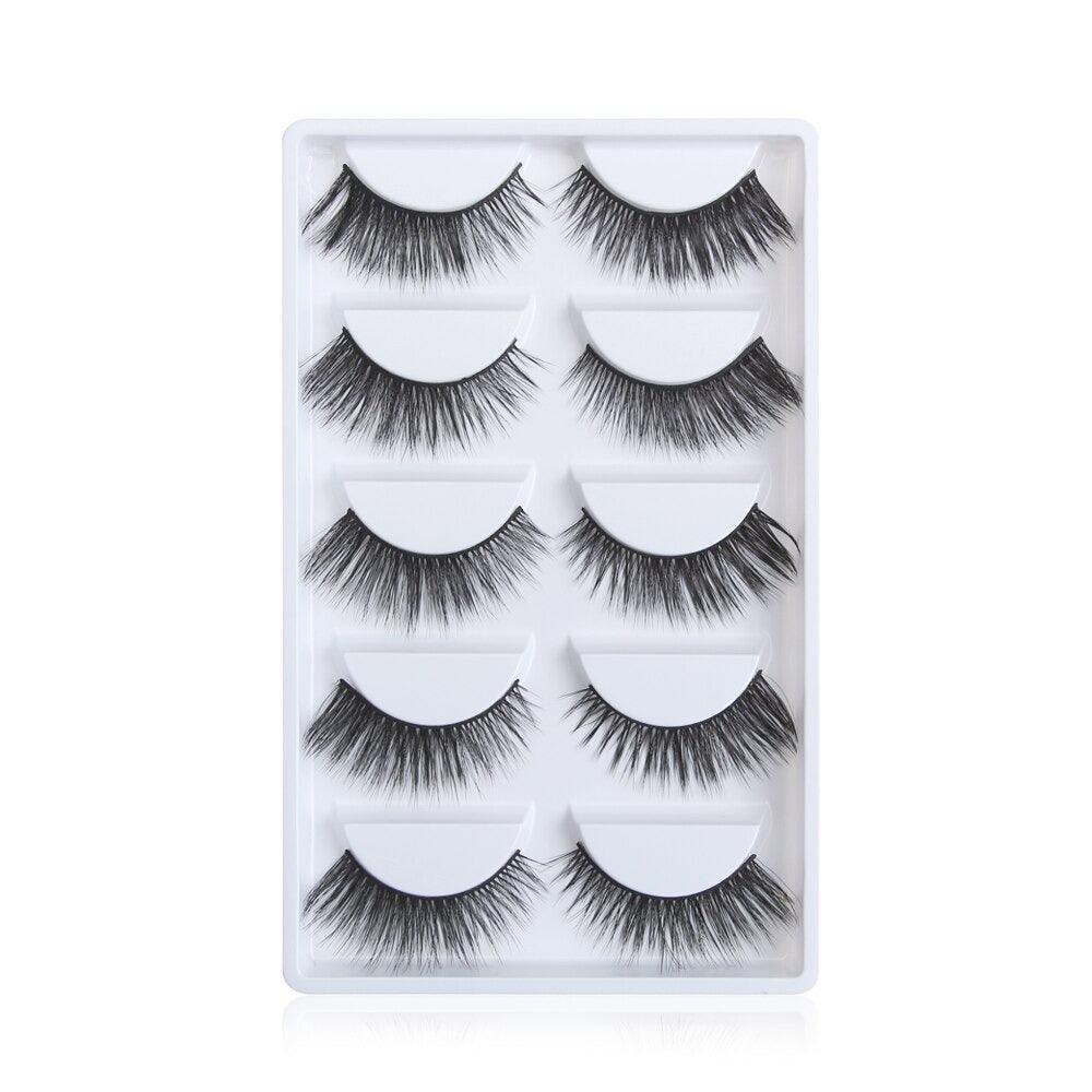 Voluminous 3D Mink Eyelashes - 5 Pair Easy to apply lashes-My Makeup Brushset