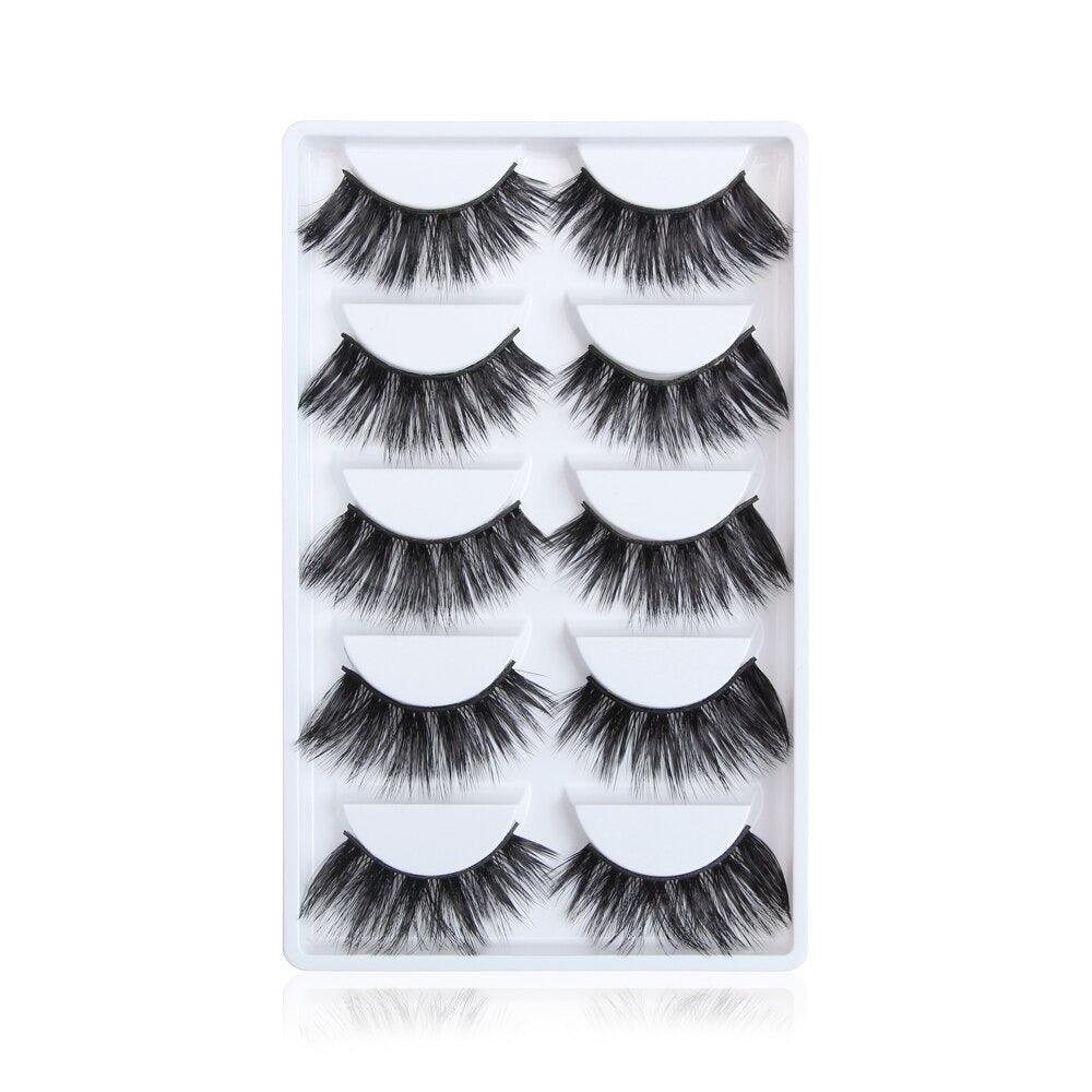 Voluminous 3D Mink Eyelashes - 5 Pair Easy to apply lashes-My Makeup Brushset