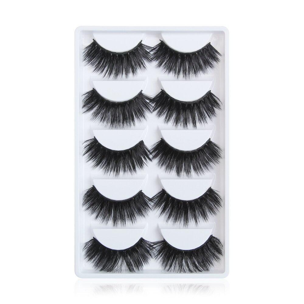 Voluminous 3D Mink Eyelashes - 5 Pair Easy to apply lashes-My Makeup Brushset