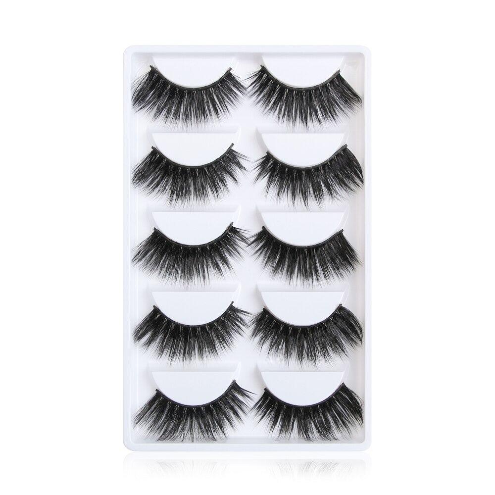 Voluminous 3D Mink Eyelashes - 5 Pair Easy to apply lashes-My Makeup Brushset