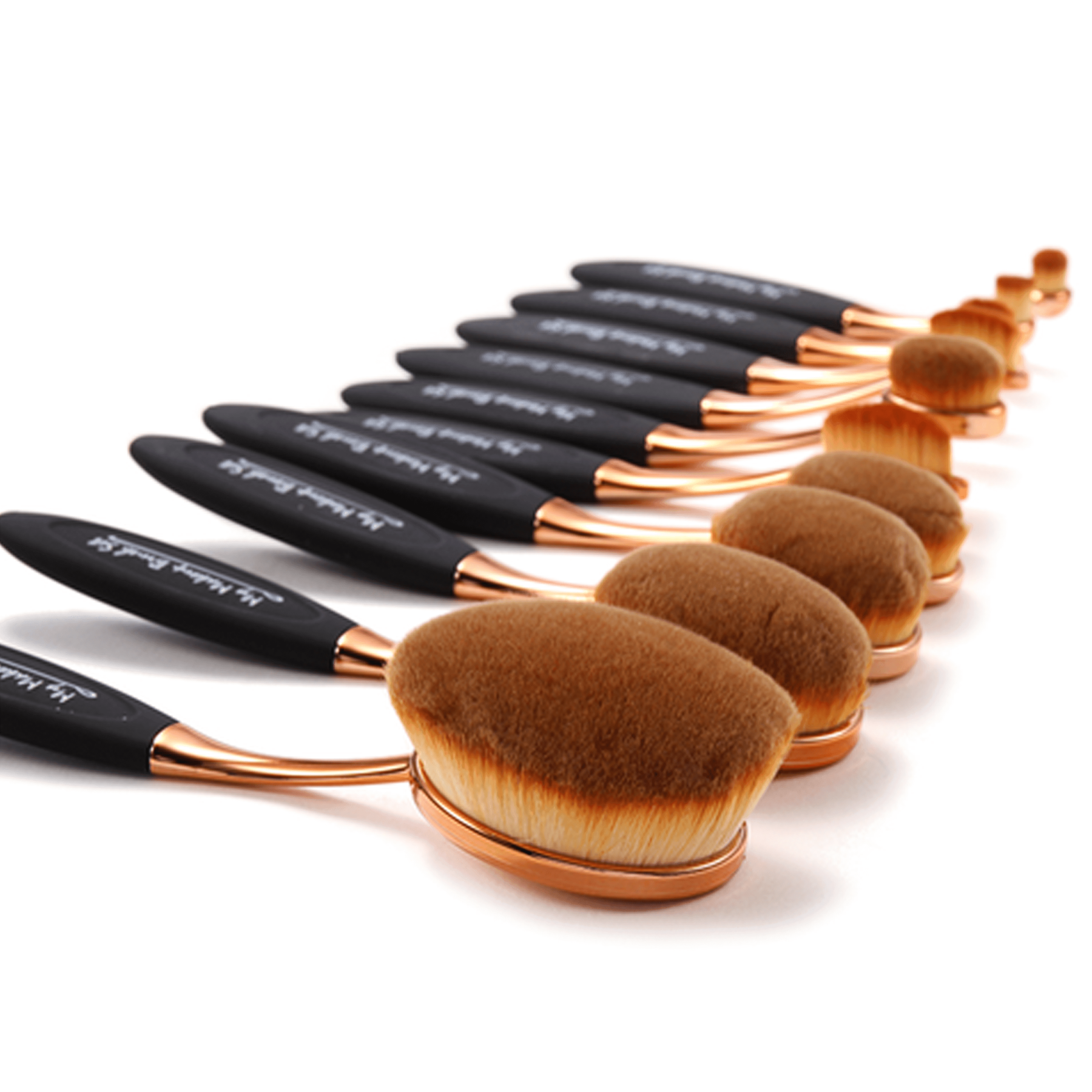 Black And Gold Oval Brush Set For Flawless Application-My Makeup Brushset
